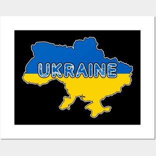 Ukraine Flag and Map Slava Ukraini Posters and Art